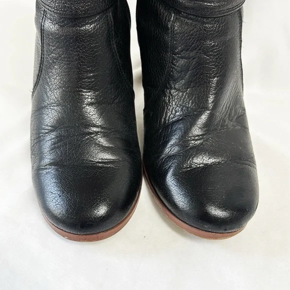 KATE SPADE Black Leather Ankle Boots, Block Heel, Zippers Size 8.5 - Picture 3 of 7